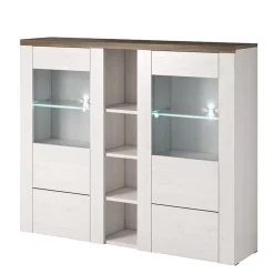 Garnero Arredamenti Credenza Alta-Credenza alta 155x130h cm 2 ante bianco frassinato rovere Paloma 2 Bianco Frassinato - Noce