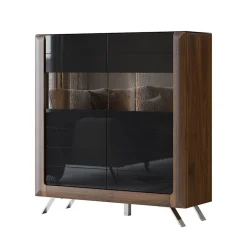 Garnero Arredamenti Credenza Alta-Credenza alta 129x137h cm 2 ante noce nero lucido Jumbo Nero Lucido - Noce
