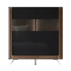 Garnero Arredamenti Credenza Alta-Credenza alta 129x137h cm 2 ante noce nero lucido Jumbo Nero Lucido - Noce