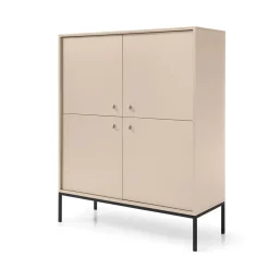 Garnero Arredamenti Credenza Alta|Credenze Moderne-Credenza alta 104x125h cm 4 ante soggiorno Glory Beige