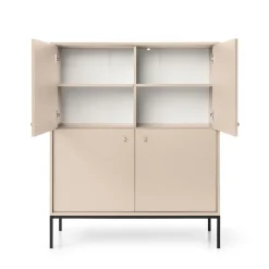 Garnero Arredamenti Credenza Alta|Credenze Moderne-Credenza alta 104x125h cm 4 ante soggiorno Glory Beige