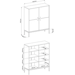 Garnero Arredamenti Credenza Alta|Credenze Moderne-Credenza alta 104x125h cm 4 ante soggiorno Glory Beige