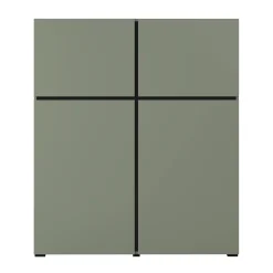 Garnero Arredamenti Credenza Alta-Credenza alta 120x140h cm 4 ante moderna verde nero Lolla Verde Salvia