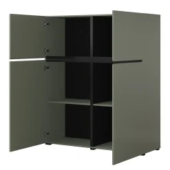 Garnero Arredamenti Credenza Alta-Credenza alta 120x140h cm 4 ante moderna verde nero Lolla Verde Salvia