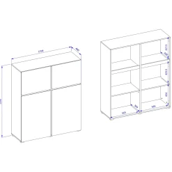 Garnero Arredamenti Credenza Alta-Credenza alta 120x140h cm 4 ante moderna verde nero Lolla Verde Salvia