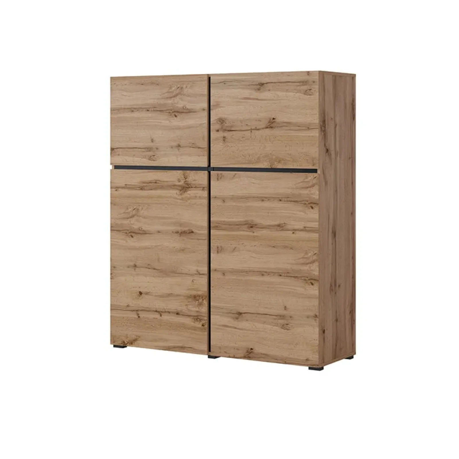 Garnero Arredamenti Credenza Alta|Credenze Moderne-Credenza alta 120x140h cm 4 ante moderna nero Lolla Rovere