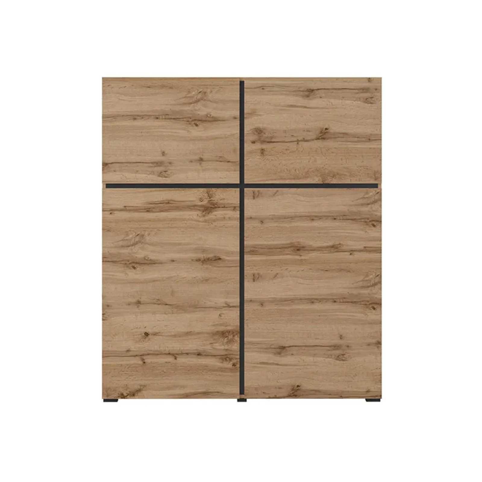 Garnero Arredamenti Credenza Alta|Credenze Moderne-Credenza alta 120x140h cm 4 ante moderna nero Lolla Rovere