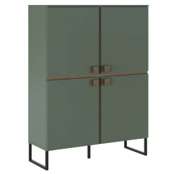 Garnero Arredamenti Credenza Alta-Credenza alta 108x144h cm 4 ante verde salvia scuro rovere Selvia