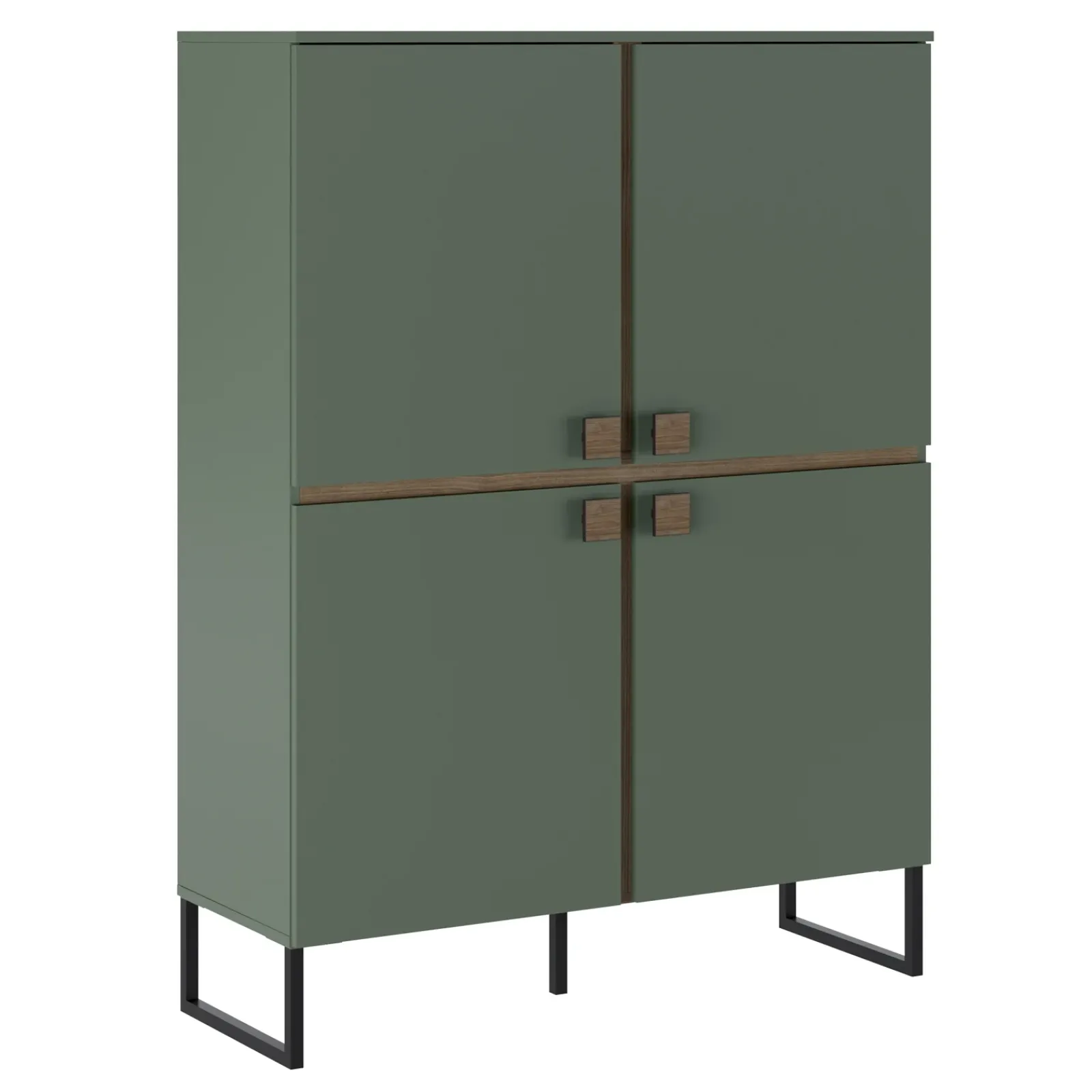 Garnero Arredamenti Credenza Alta-Credenza alta 108x144h cm 4 ante verde salvia scuro rovere Selvia