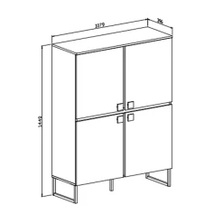 Garnero Arredamenti Credenza Alta-Credenza alta 108x144h cm 4 ante verde salvia scuro rovere Selvia
