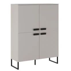 Garnero Arredamenti Credenza Alta-Credenza alta 108x144h cm 4 ante moderna beige cashmere nero Casmira