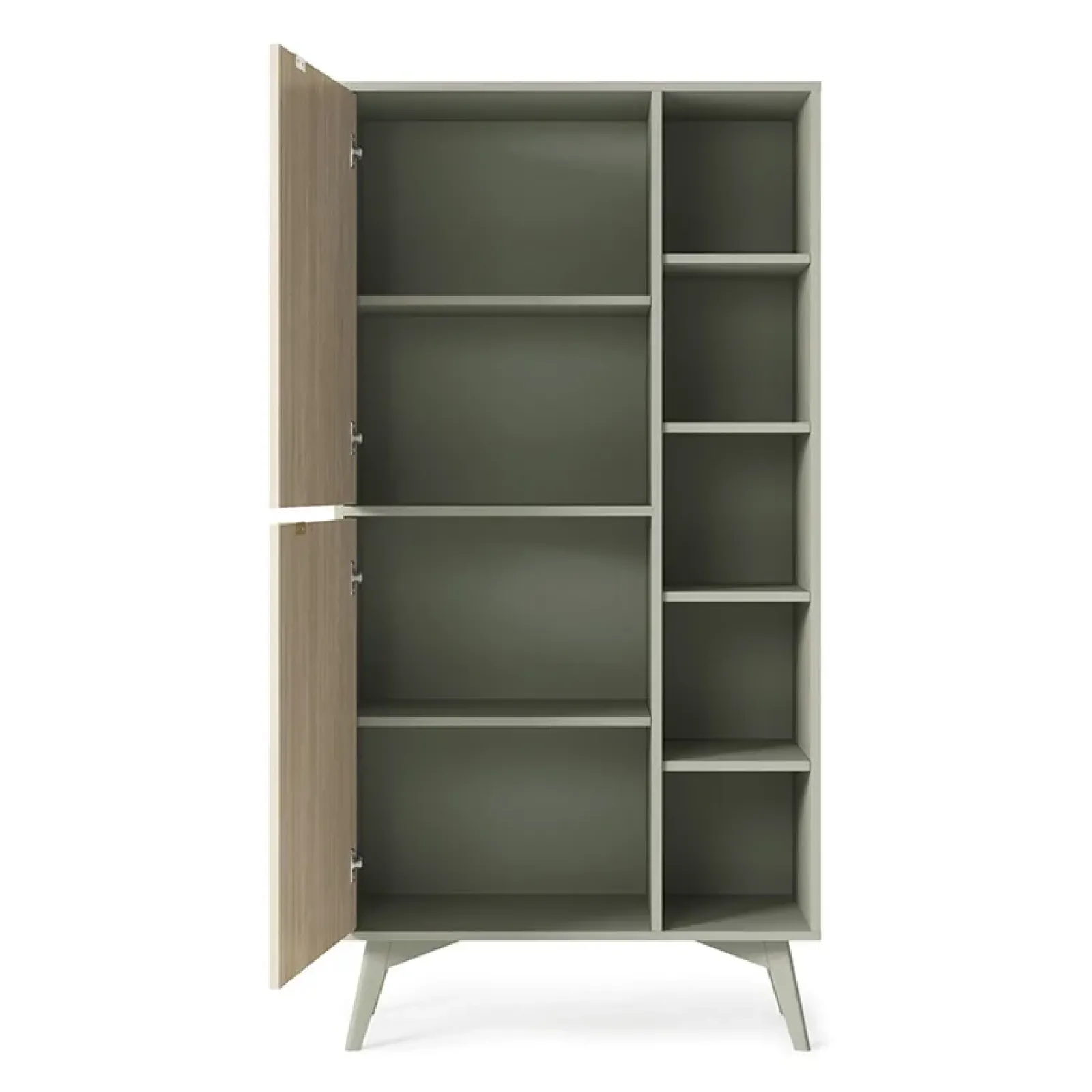 Garnero Arredamenti Credenza Alta-Credenza alta 80x160h cm 2 ante verde salvia rovere Myrta Rovere - Verde salvia