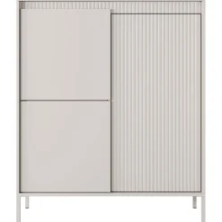 Garnero Arredamenti Credenza Alta-Credenza alta 104x124h cm 3 ante cannettato Ciar Beige