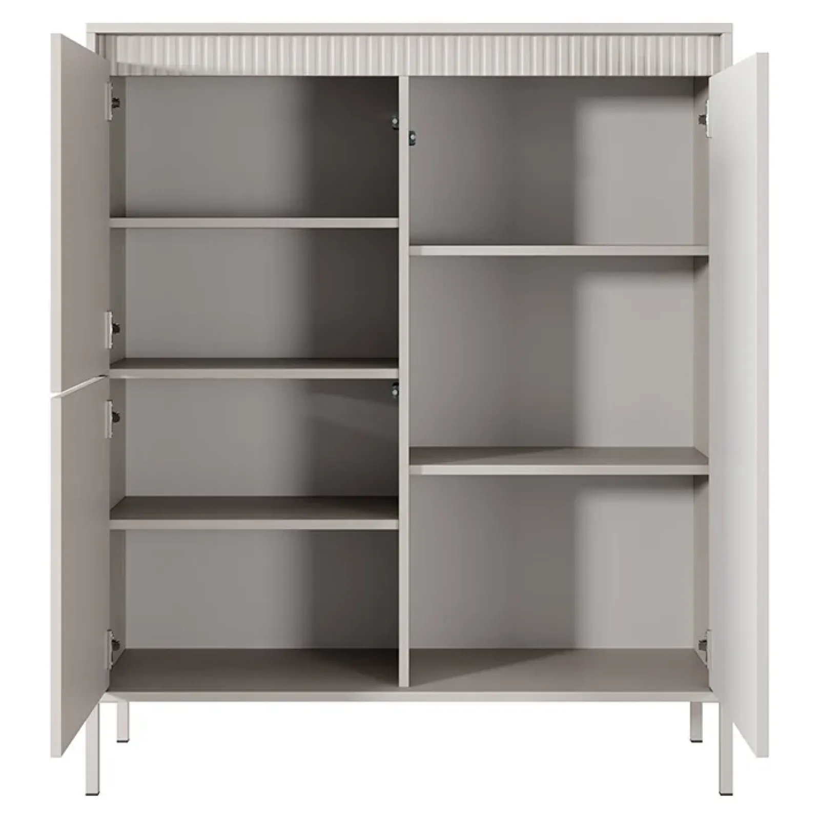 Garnero Arredamenti Credenza Alta-Credenza alta 104x124h cm 3 ante cannettato Ciar Beige