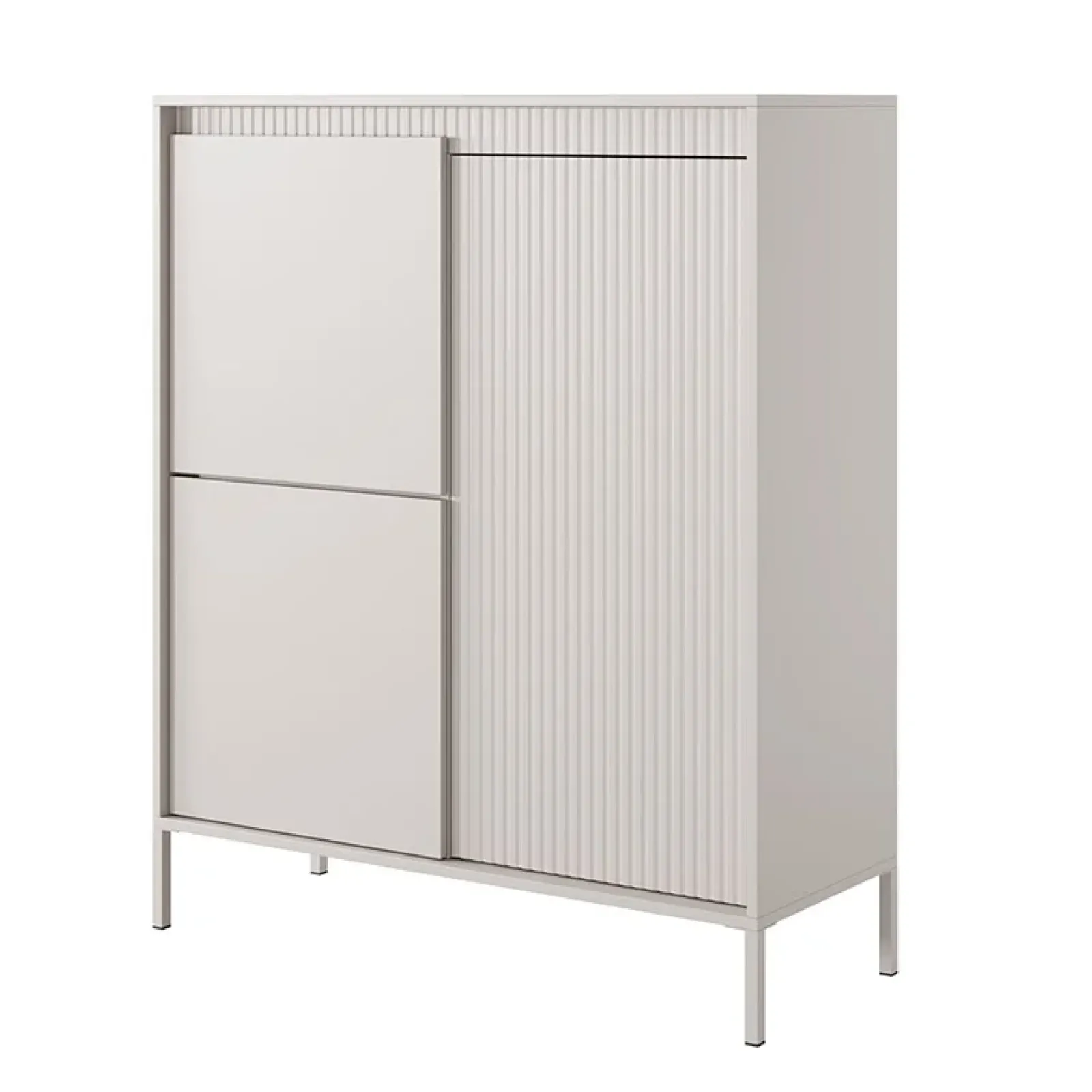 Garnero Arredamenti Credenza Alta-Credenza alta 104x124h cm 3 ante cannettato Ciar Beige