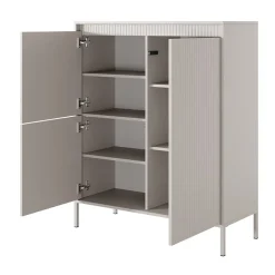 Garnero Arredamenti Credenza Alta-Credenza alta 104x124h cm 3 ante cannettato Ciar Beige