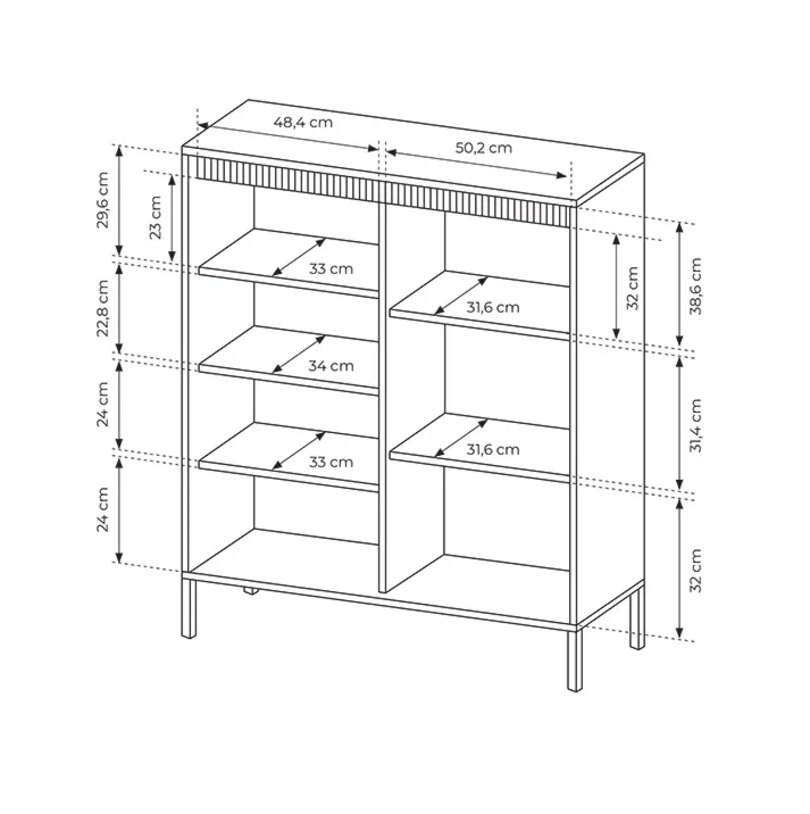 Garnero Arredamenti Credenza Alta-Credenza alta 104x124h cm 3 ante cannettato Ciar Beige