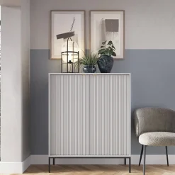 Garnero Arredamenti Credenza Alta|Credenze Moderne-Credenza alta 104x125h cm 2 ante soggiorno Alisa Grigio