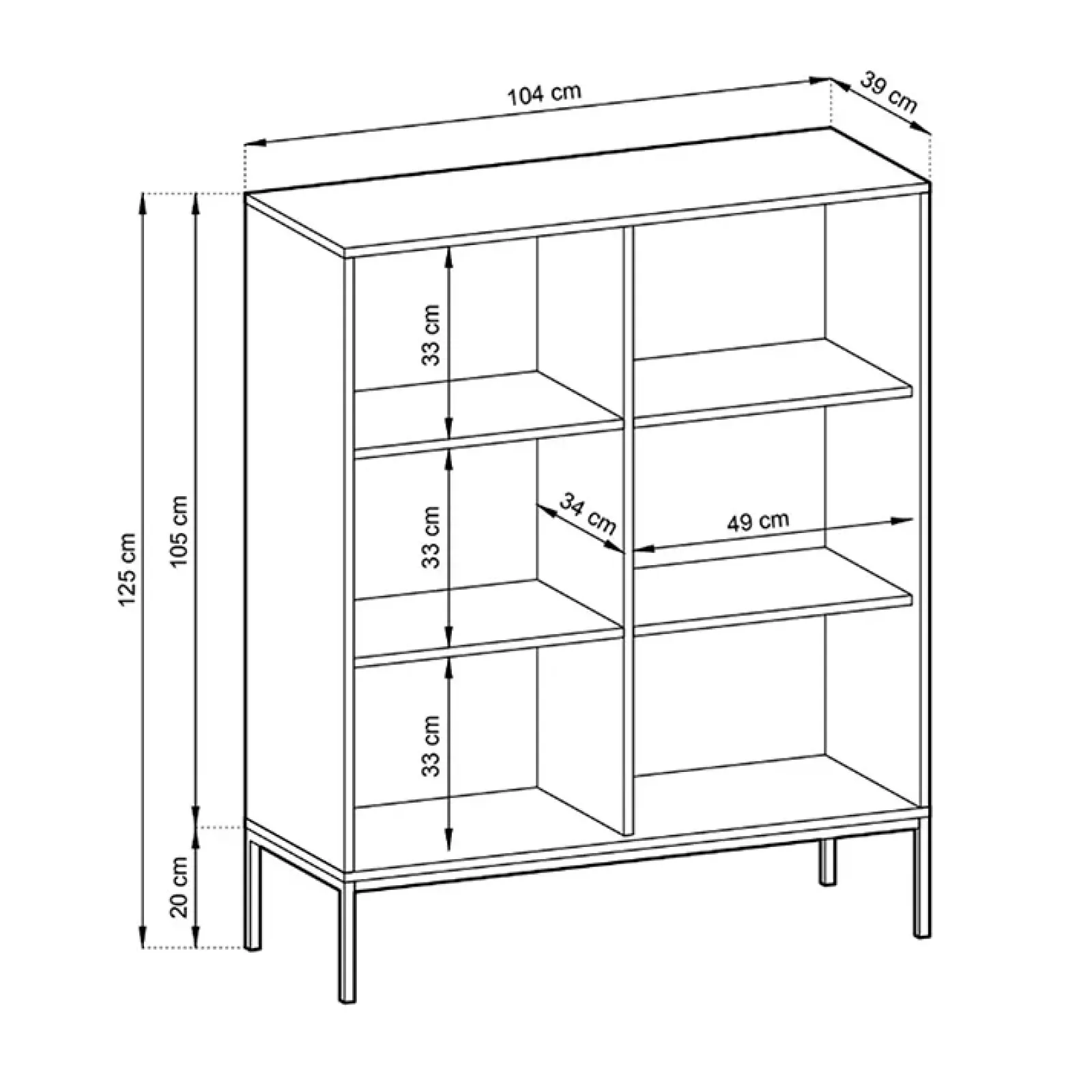 Garnero Arredamenti Credenza Alta|Credenze Moderne-Credenza alta 104x125h cm 2 ante soggiorno Alisa Grigio