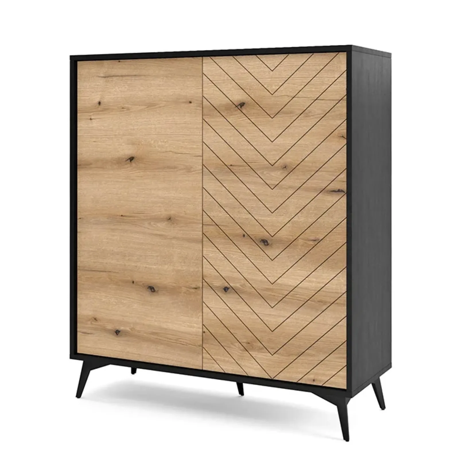 Garnero Arredamenti Credenze Moderne|Madie Moderne-Credenza alta 104x119h cm 2 ante moderna soggiorno quercia nero Becca