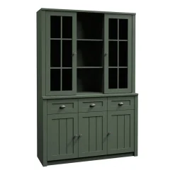 Garnero Arredamenti Credenza Alta-Credenza alta 130x200h cm 3 cassetti con vetrina Provenza Verde