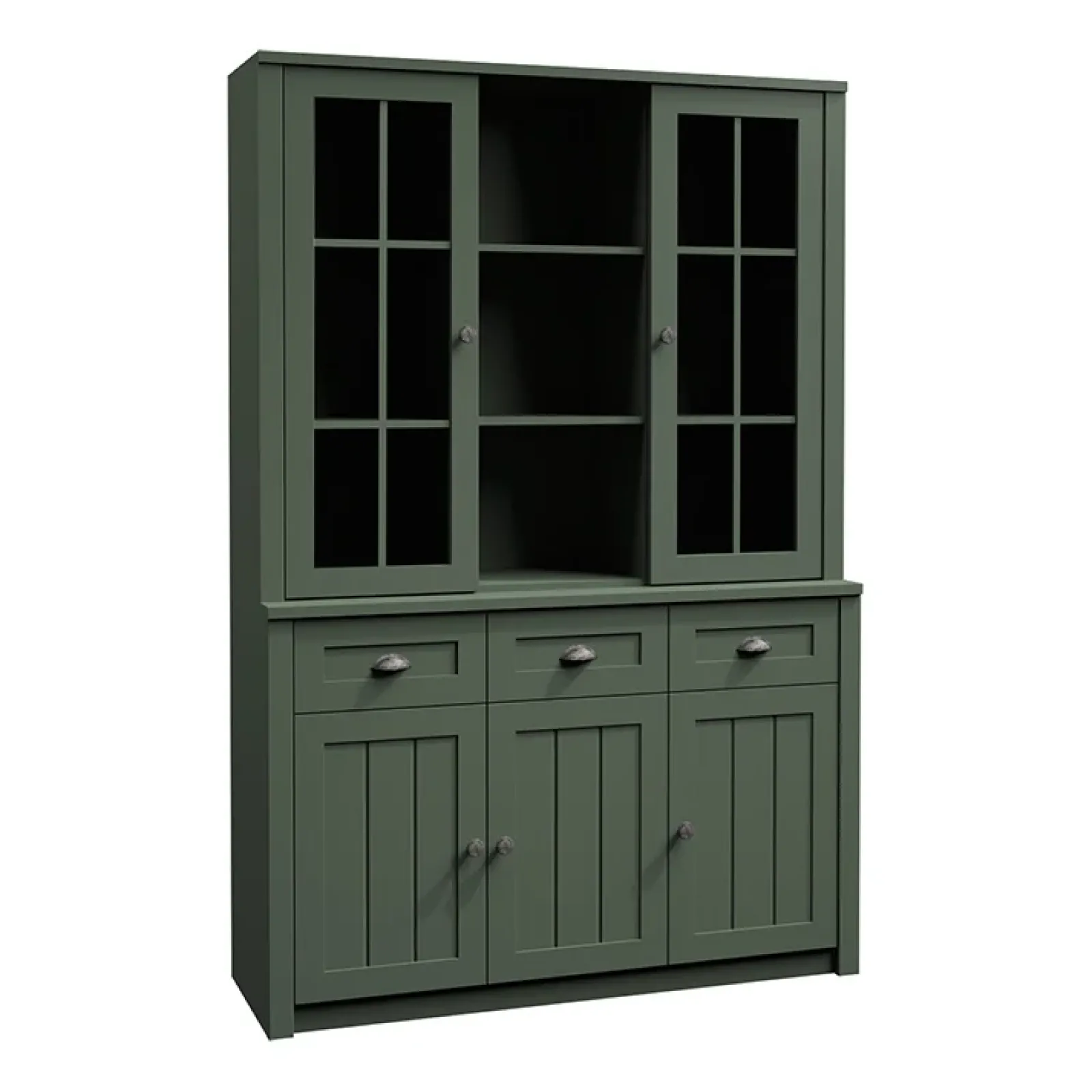 Garnero Arredamenti Credenza Alta-Credenza alta 130x200h cm 3 cassetti con vetrina Provenza Verde