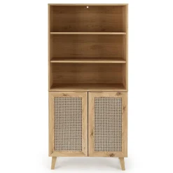 Garnero Arredamenti Credenza Alta-Credenza alta 80x173h cm con libreria 2 ante 3 vani moderna rovere Sombra