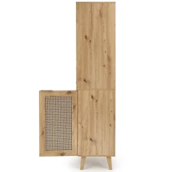 Garnero Arredamenti Credenza Alta-Credenza alta 80x173h cm con libreria 2 ante 3 vani moderna rovere Sombra