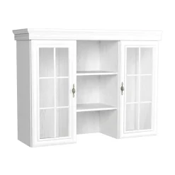 Garnero Arredamenti Credenza Alta-Credenza alta 128x195h cm con vetrina shabby Kelly Bianco Frassinato