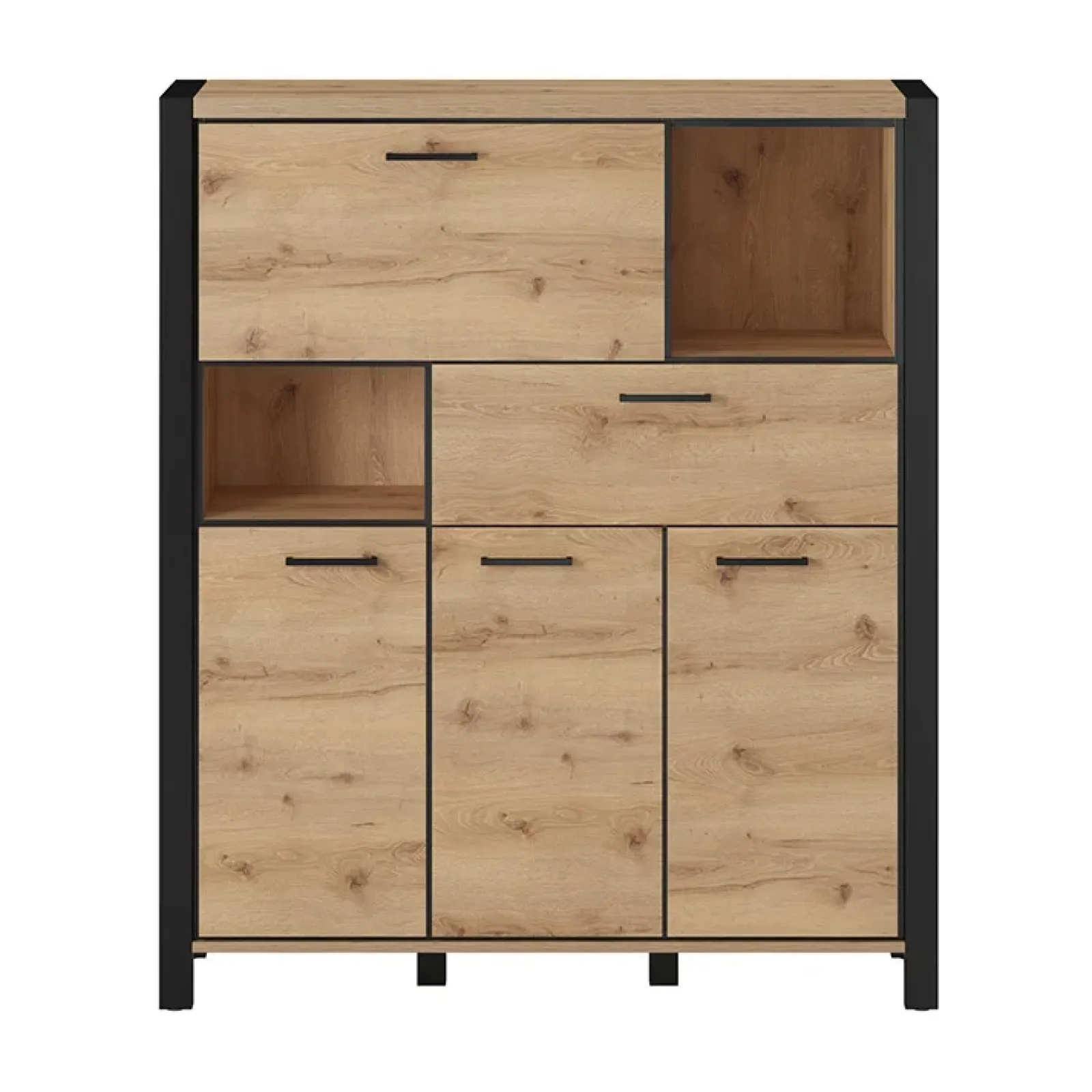 Garnero Arredamenti Credenze Moderne-Credenza alta 120x140h cm moderna quercia nero opaco Neive