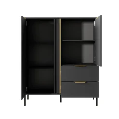 Garnero Arredamenti Credenza Alta-Credenza alta 103x123h cm moderna 2 ante 2 cassetti antracite Nebula