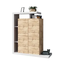 Garnero Arredamenti Credenza Alta|Credenze Moderne-Credenza alta 129x151h cm moderna bianco rovere Pabla