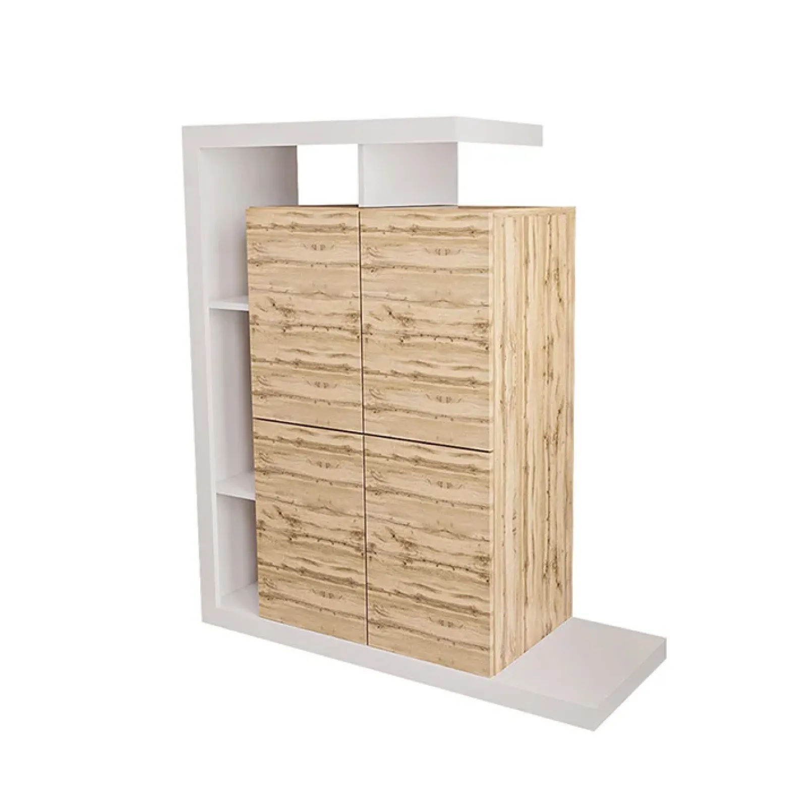 Garnero Arredamenti Credenza Alta|Credenze Moderne-Credenza alta 129x151h cm moderna bianco rovere Pabla