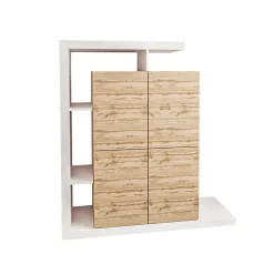 Garnero Arredamenti Credenza Alta|Credenze Moderne-Credenza alta 129x151h cm moderna bianco rovere Pabla