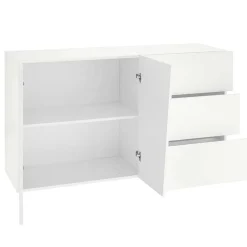 Garnero Arredamenti Credenze Moderne|Madie Moderne-Credenza moderna 140x86h cm 2 ante 3 cassetti Candia Gihome® Bianco Lucido