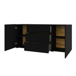 Garnero Arredamenti Credenze Moderne|Madie Moderne-Credenza sospesa 140x63h cm moderna nero Fusion Nero Opaco
