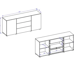 Garnero Arredamenti Credenze Moderne|Madie Moderne-Credenza sospesa 140x63h cm moderna nero Fusion Nero Opaco