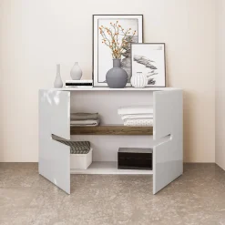 Garnero Arredamenti Credenze Moderne|Madie Moderne-Credenza 120x78cm 2 ante moderna bianco lucido Biancastagno