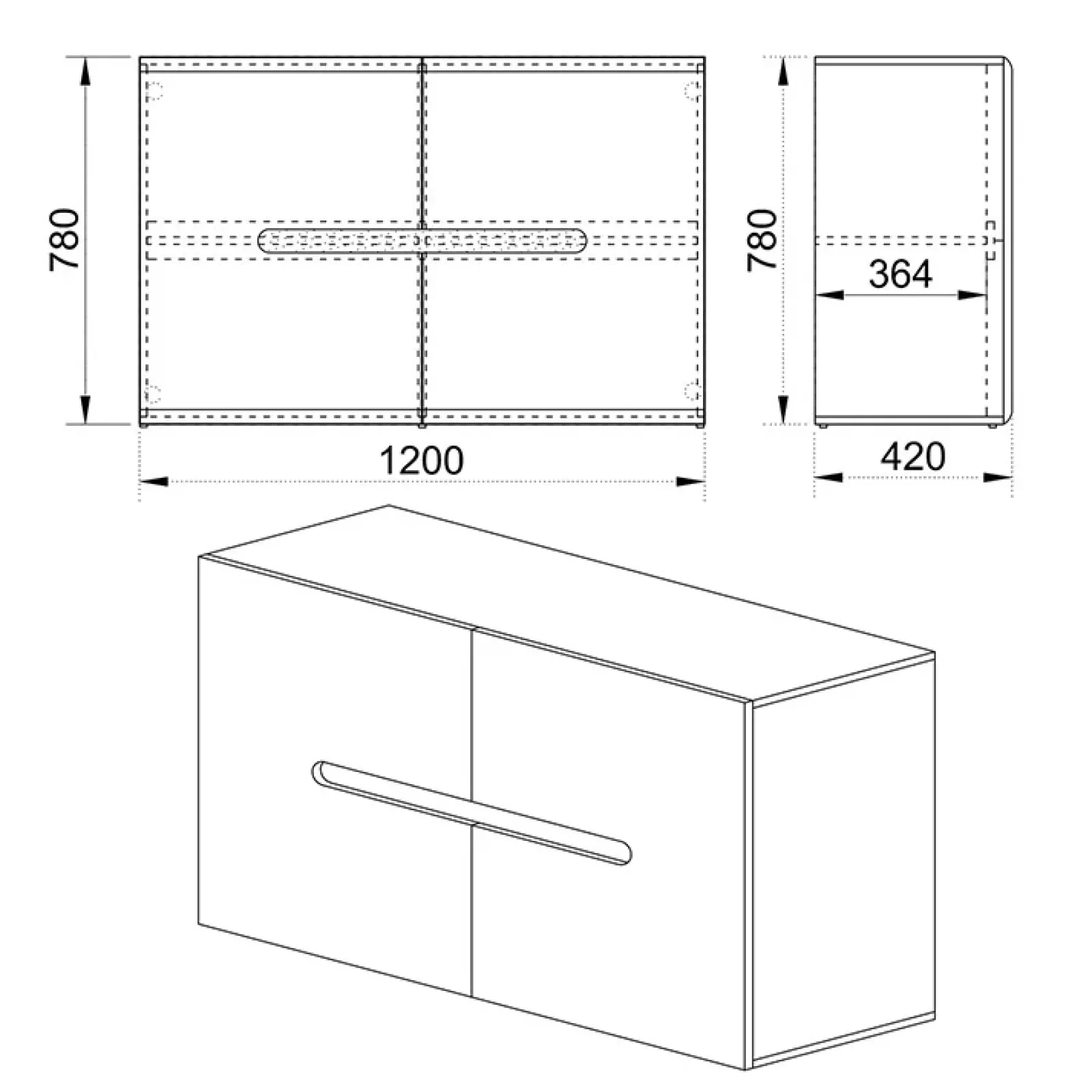 Garnero Arredamenti Credenze Moderne|Madie Moderne-Credenza 120x78cm 2 ante moderna bianco lucido Biancastagno