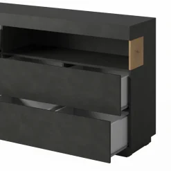 Garnero Arredamenti Credenze Moderne|Madie Moderne-Credenza 169x85h cm 1 anta 3 cassetti antracite rovere Bahama Antracite - Rovere Rustico