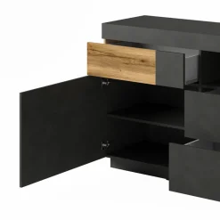 Garnero Arredamenti Credenze Moderne|Madie Moderne-Credenza 169x85h cm 1 anta 3 cassetti antracite rovere Bahama Antracite - Rovere Rustico