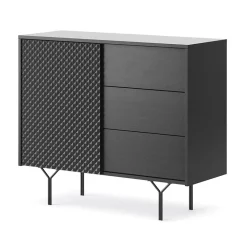 Garnero Arredamenti Credenze Moderne|Madie Moderne-Credenza 97x83h cm 1 anta 3 cassetti  moderna antracite frassinato nero Parigi
