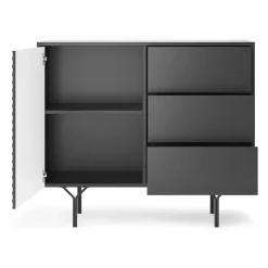 Garnero Arredamenti Credenze Moderne|Madie Moderne-Credenza 97x83h cm 1 anta 3 cassetti  moderna antracite frassinato nero Parigi