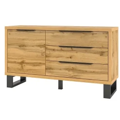 Garnero Arredamenti Credenze Moderne|Madie Moderne-Credenza 144x83h cm 1 anta 3 cassetti moderna quercia nero Petra