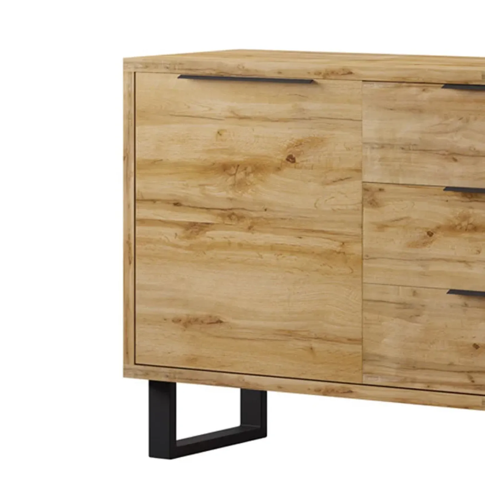 Garnero Arredamenti Credenze Moderne|Madie Moderne-Credenza 144x83h cm 1 anta 3 cassetti moderna quercia nero Petra