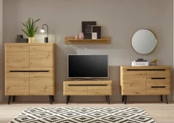 Garnero Arredamenti Credenze Moderne|Madie Moderne-Credenza 107x83h cm 1 anta 3 cassetti moderna rovere Alimena Gihome®