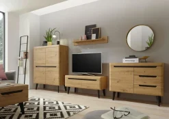 Garnero Arredamenti Credenze Moderne|Madie Moderne-Credenza 107x83h cm 1 anta 3 cassetti moderna rovere Alimena Gihome®