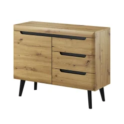 Garnero Arredamenti Credenze Moderne|Madie Moderne-Credenza 107x83h cm 1 anta 3 cassetti moderna rovere Alimena Gihome®