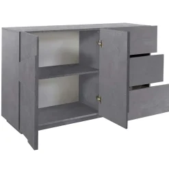 Garnero Arredamenti Credenze Moderne|Madie Moderne-Credenza 143x86h cm 2 ante 3 cassetti moderna Zenzero Gihome® Ossido
