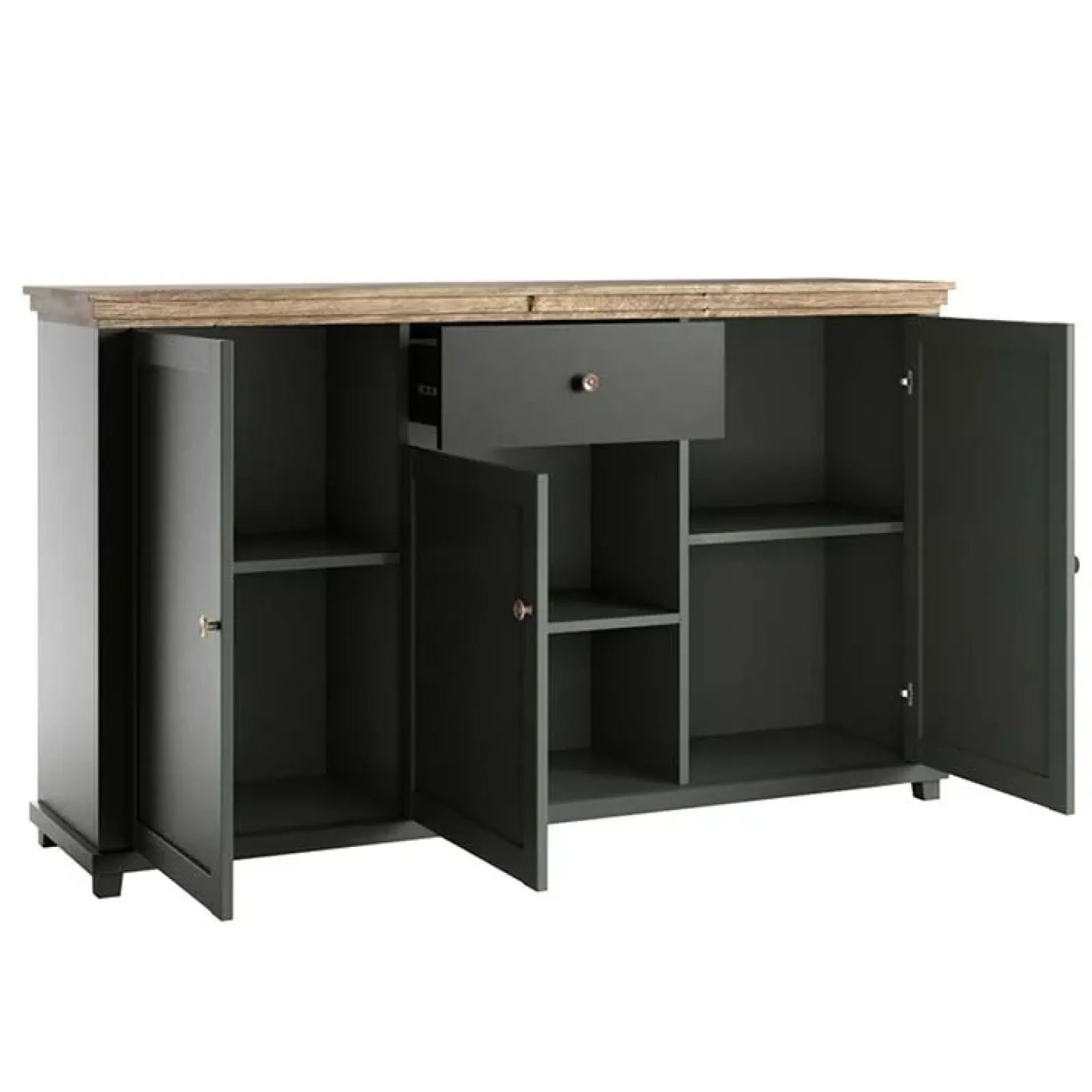 Garnero Arredamenti Credenze Moderne|Madie Moderne-Credenza 160x93h cm 3 ante 1 cassetto moderna quercia Texel Verde
